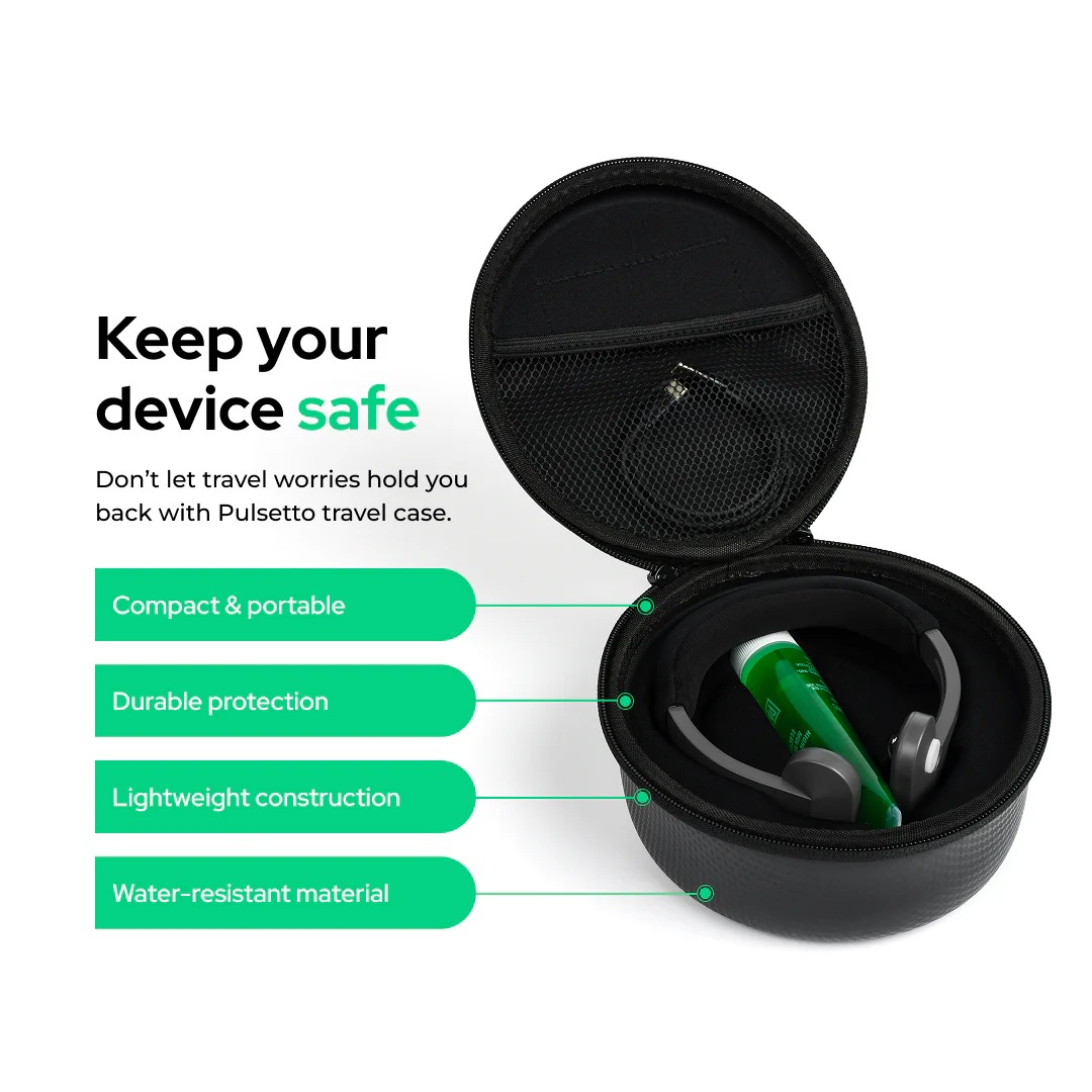 Pulsetto FIT travel case with device and gel inside